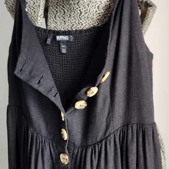 Linen Button front Catina midi dress by Buffalo David Bitton Sz M Black - Picture 7 of 14